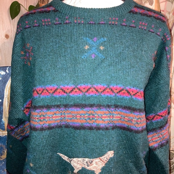 Vintage Woolrich Hunting Dog Embroidered Wool Winter Sweater Unisex Mens Large - Picture 6 of 9